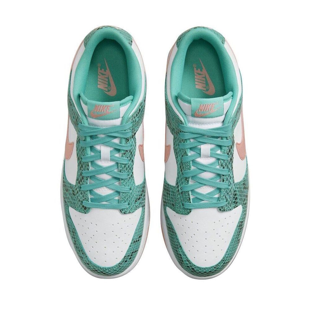 Nike Dunk Low DR8577-300 Men's White/Green Snakeskin Skate Sneaker Shoes AZ426 - Picture 4 of 14